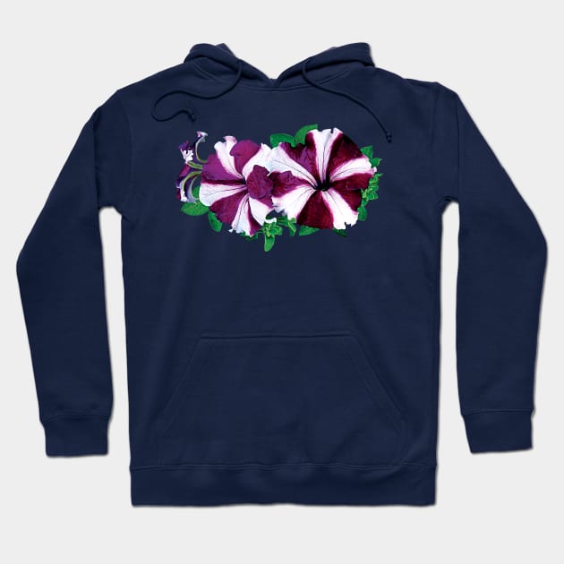 Petunias - Magenta and White Petunias Hoodie by SusanSavad